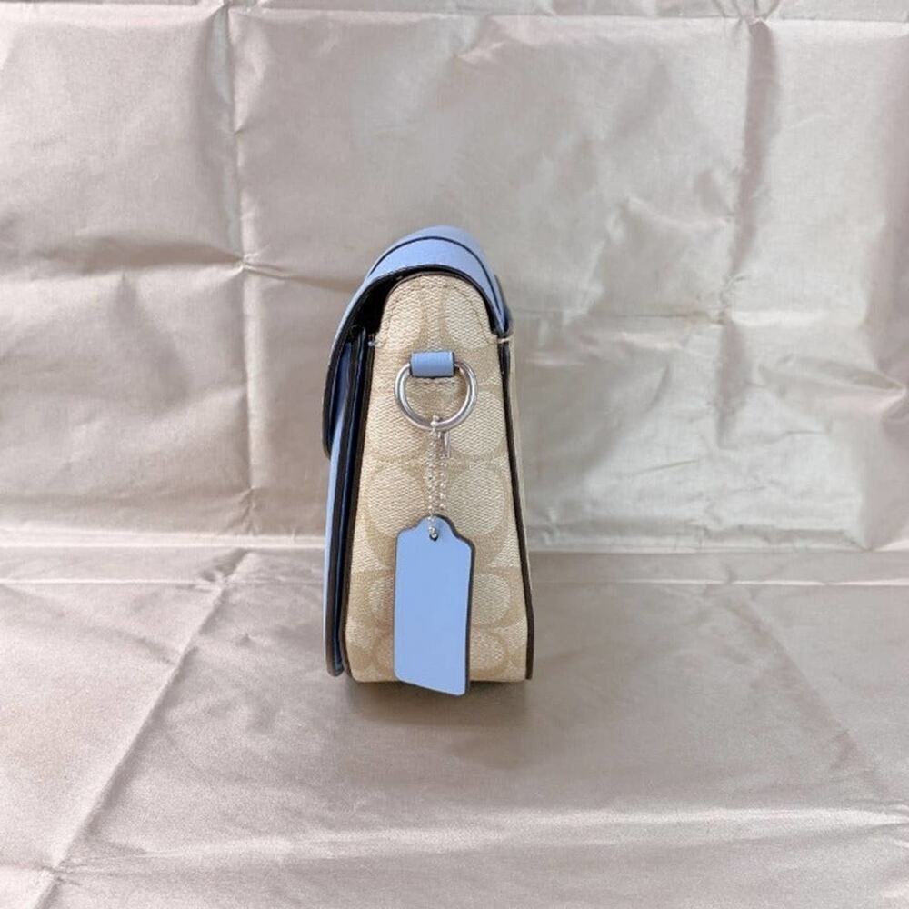Coach C2806 Georgie Saddle Bag In Signature Canvas In Light Khaki/Marble Blue - Picture 2 of 5